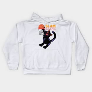 cat loves bascketball Kids Hoodie